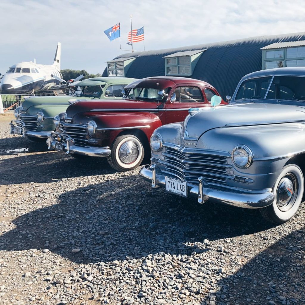 Picture showing cars and an aeroplane at Sywell Musuem one of the things to do in Northamptonshire