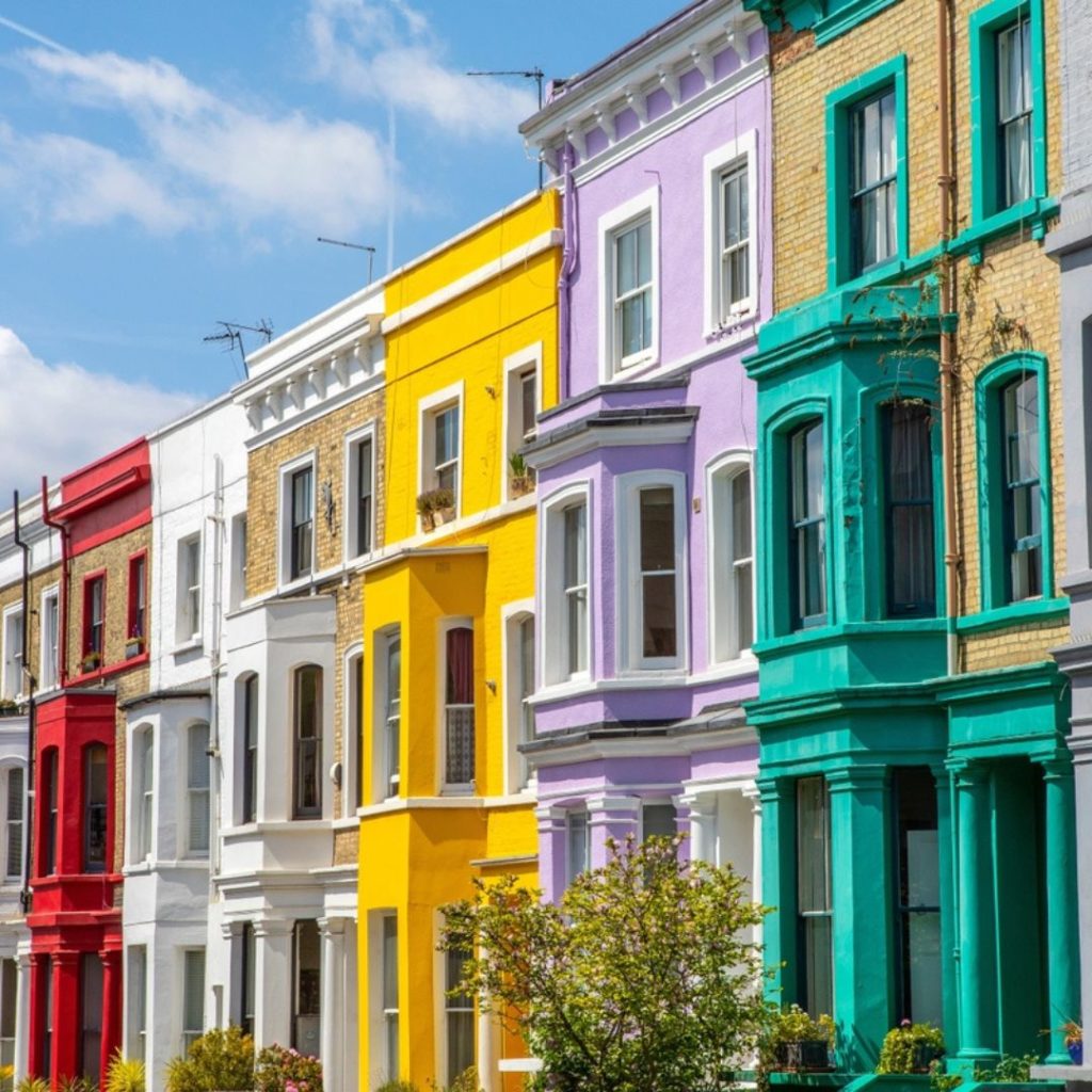 Houses in Notting Hill of all different colours